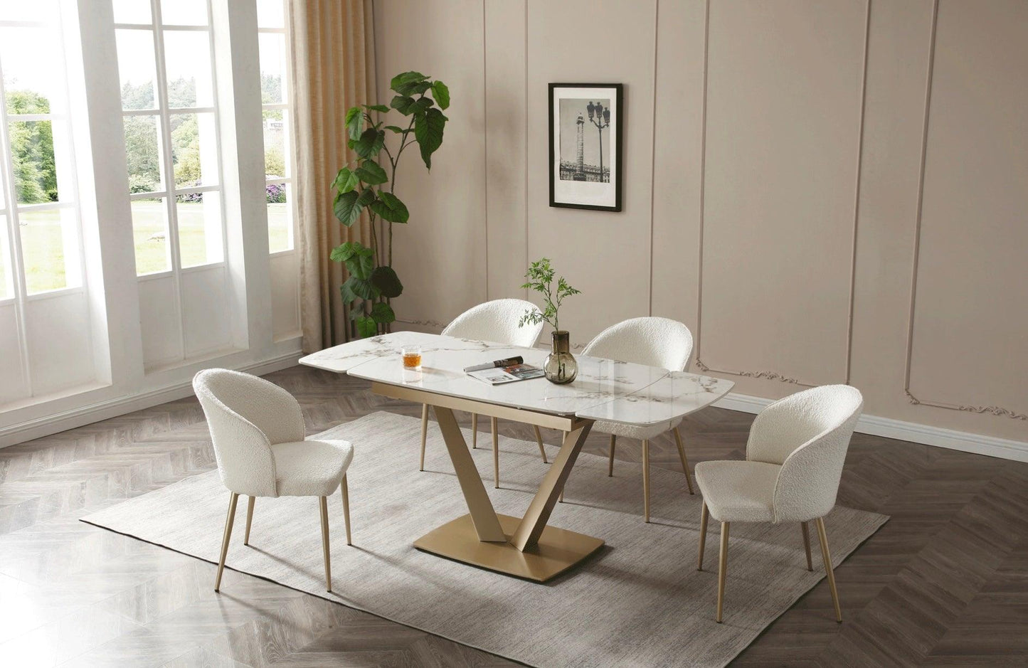 Tavolo da pranzo Niah 71" - 47" estensibile (versione piccola) con 4 sedie