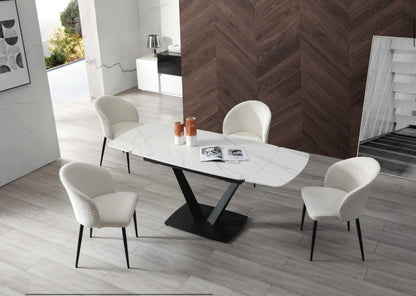 Tavolo da pranzo Niah 47" - 71" BASE NERA, con 4 sedie