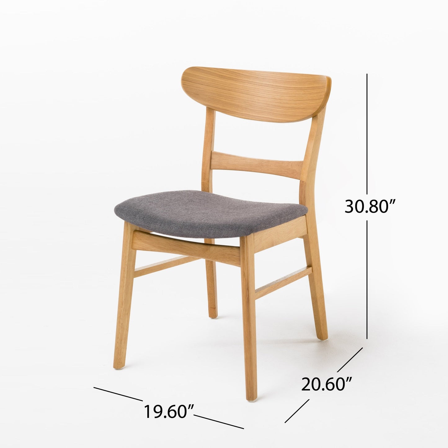 Sedia da pranzo Abrielle in legno di caucciù imbottita in stile moderno di metà secolo (set di 2) di Christopher Knight Home