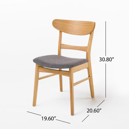 Sedia da pranzo Abrielle in legno di caucciù imbottita in stile moderno di metà secolo (set di 2) di Christopher Knight Home