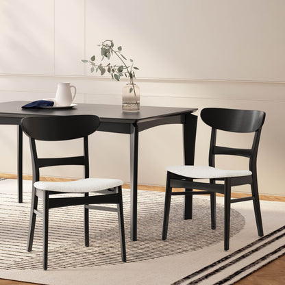 Sedia da pranzo Abrielle in legno di caucciù imbottita in stile moderno di metà secolo (set di 2) di Christopher Knight Home