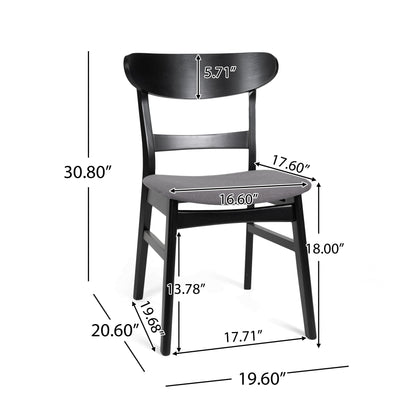 Sedia da pranzo Abrielle in legno di caucciù imbottita in stile moderno di metà secolo (set di 2) di Christopher Knight Home