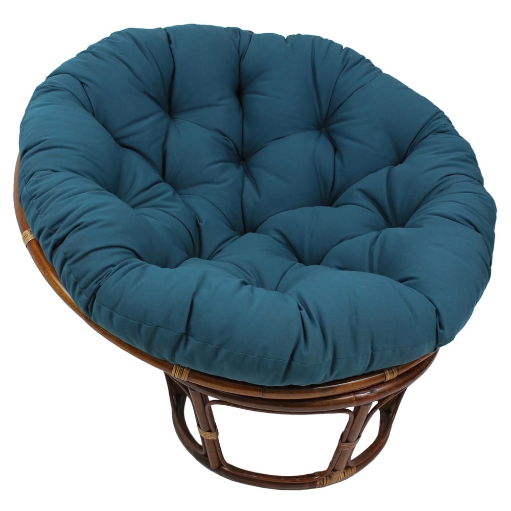 Sedia Papasan in rattan Bali da 42 pollici con cuscino in twill