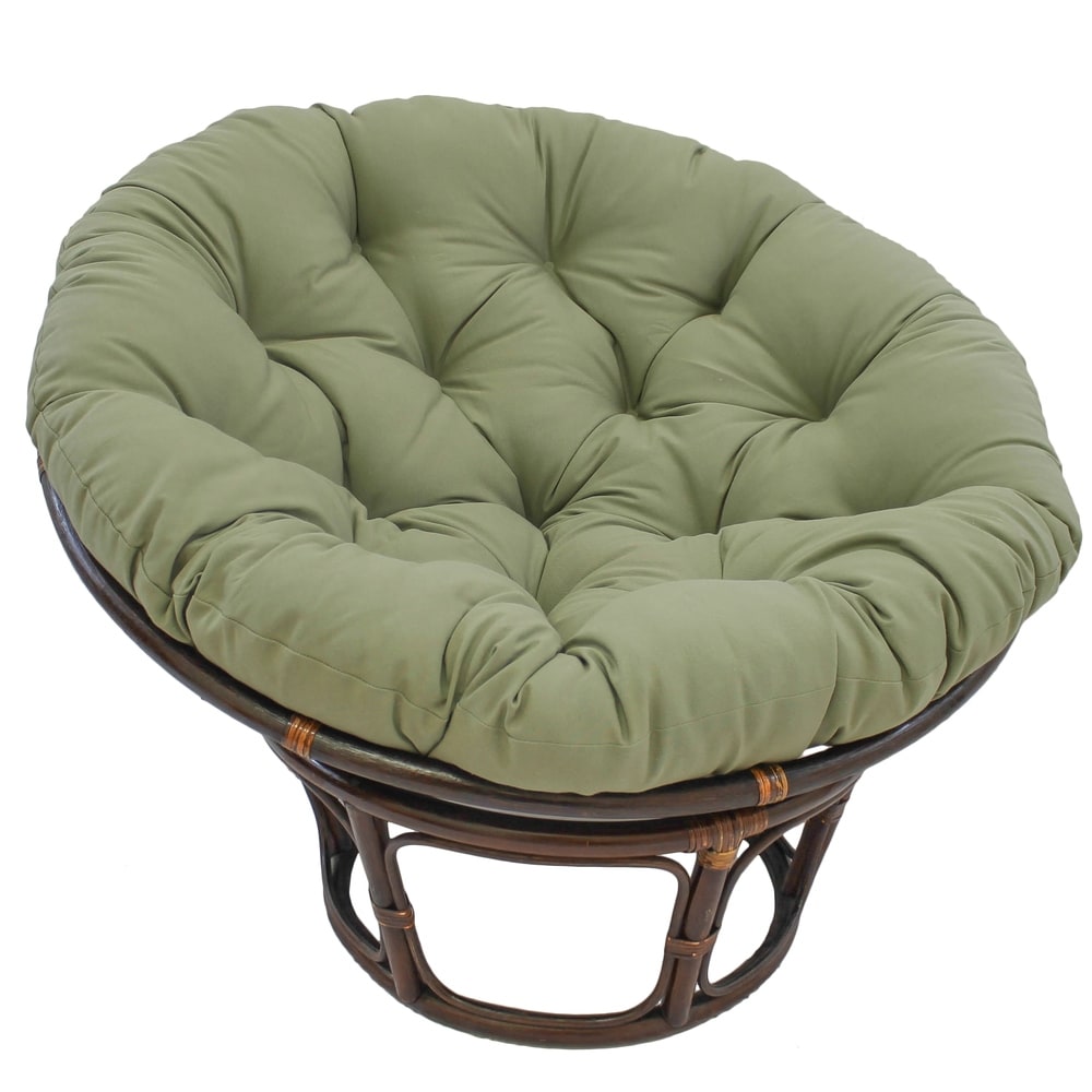 Sedia Papasan in rattan Bali da 42 pollici con cuscino in twill