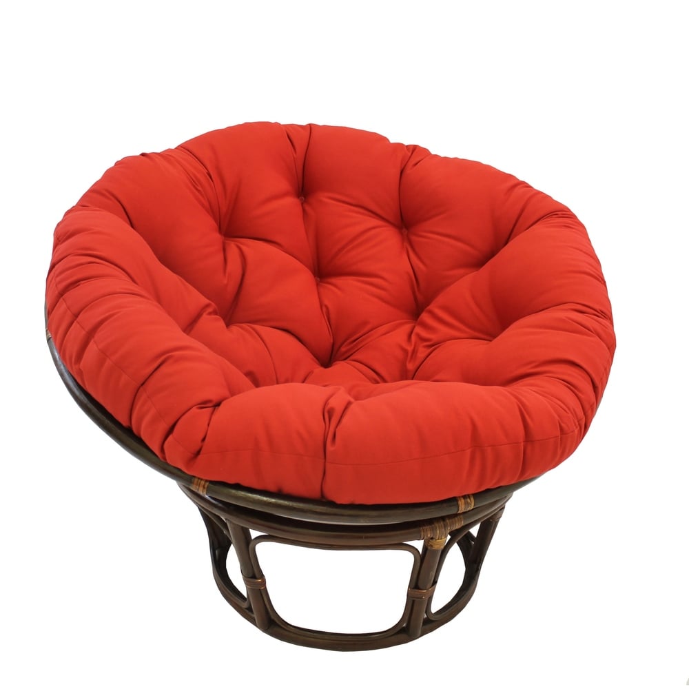 Sedia Papasan in rattan Bali da 42 pollici con cuscino in twill