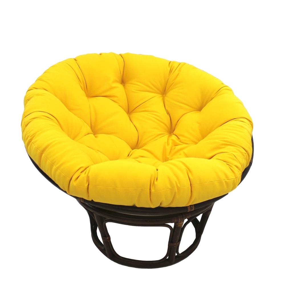 Sedia Papasan in rattan Bali da 42 pollici con cuscino in twill