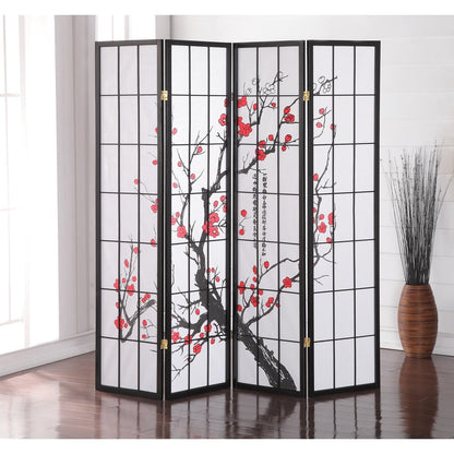 Divisorio per stanza giapponese a 4 pannelli Roundhill Furniture, Plum Blossom