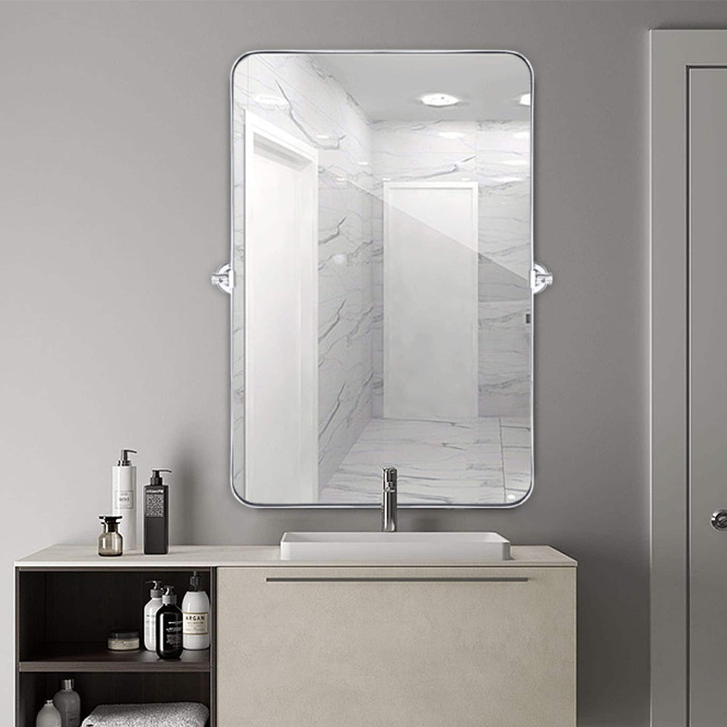 Specchio da parete in metallo girevole e inclinabile rettangolare Jonathan TEHOME