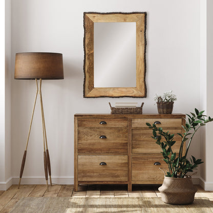 Specchio da parete rettangolare in legno e vetro marrone e marrone chiaro Lamont River of Goods - 39 x 1,25 x 28