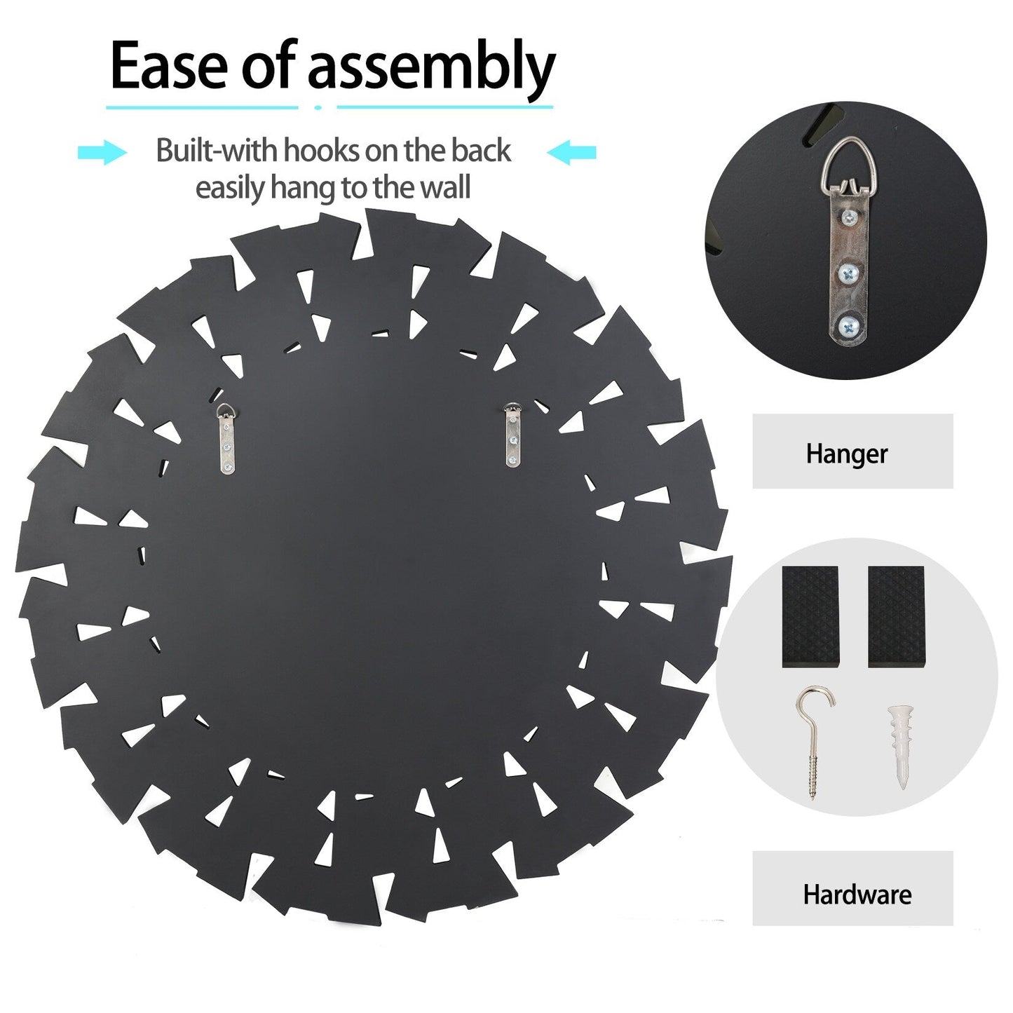 Grandi specchi decorativi rotondi, specchi da parete in vetro artistico, specchi decorativi - 32 pollici di larghezza x 32 pollici di altezza