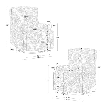 Poltrona reclinabile girevole manuale con schienale a spinta, modello W 29'', set da 2