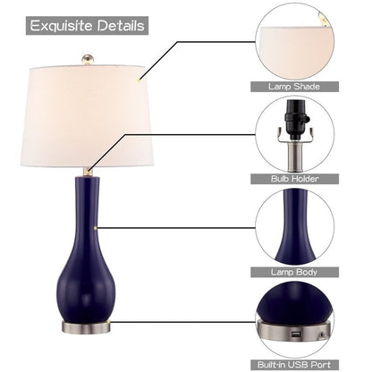 Set di lampade da tavolo in ceramica 28.5 con USB (set di 2)