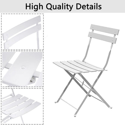 Set da bistrot pieghevole in metallo da 3 pezzi, set da conversazione per esterni/interni resistente alle intemperie per patio, cortile, giardino