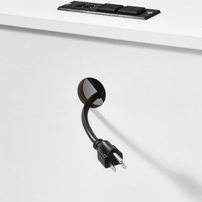 Set di 2 comodini con stazione di ricarica, tavolino laterale con 2 cassetti, porte USB e prese, comodino