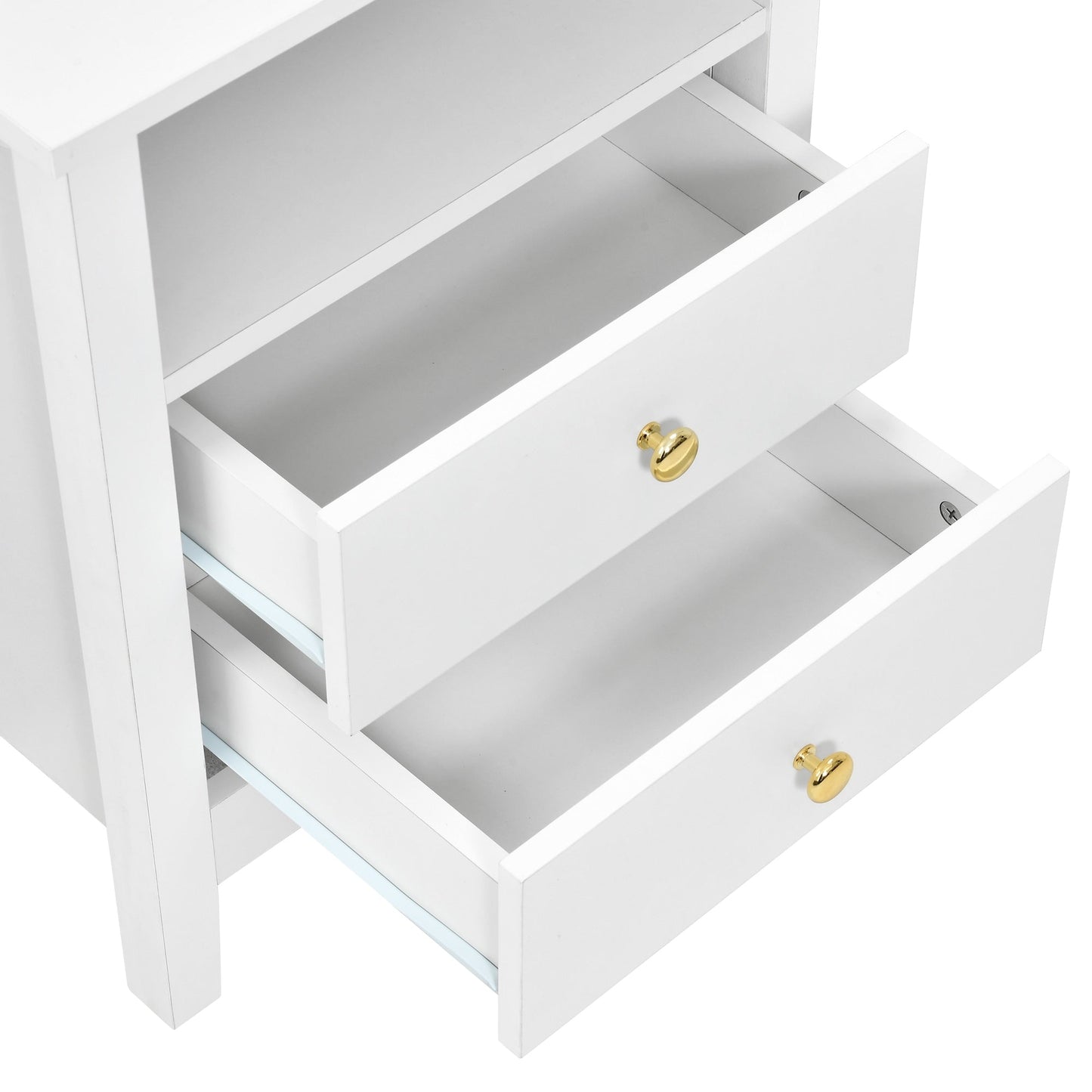 Set di 2 comodini con stazione di ricarica, tavolino laterale con 2 cassetti, porte USB e prese, comodino