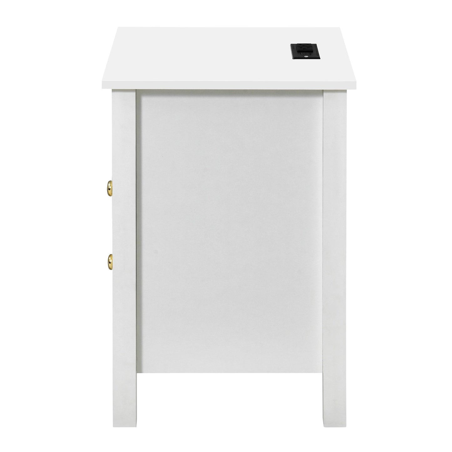 Set di 2 comodini con stazione di ricarica, tavolino laterale con 2 cassetti, porte USB e prese, comodino