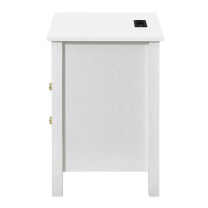 Set di 2 comodini con stazione di ricarica, tavolino laterale con 2 cassetti, porte USB e prese, comodino