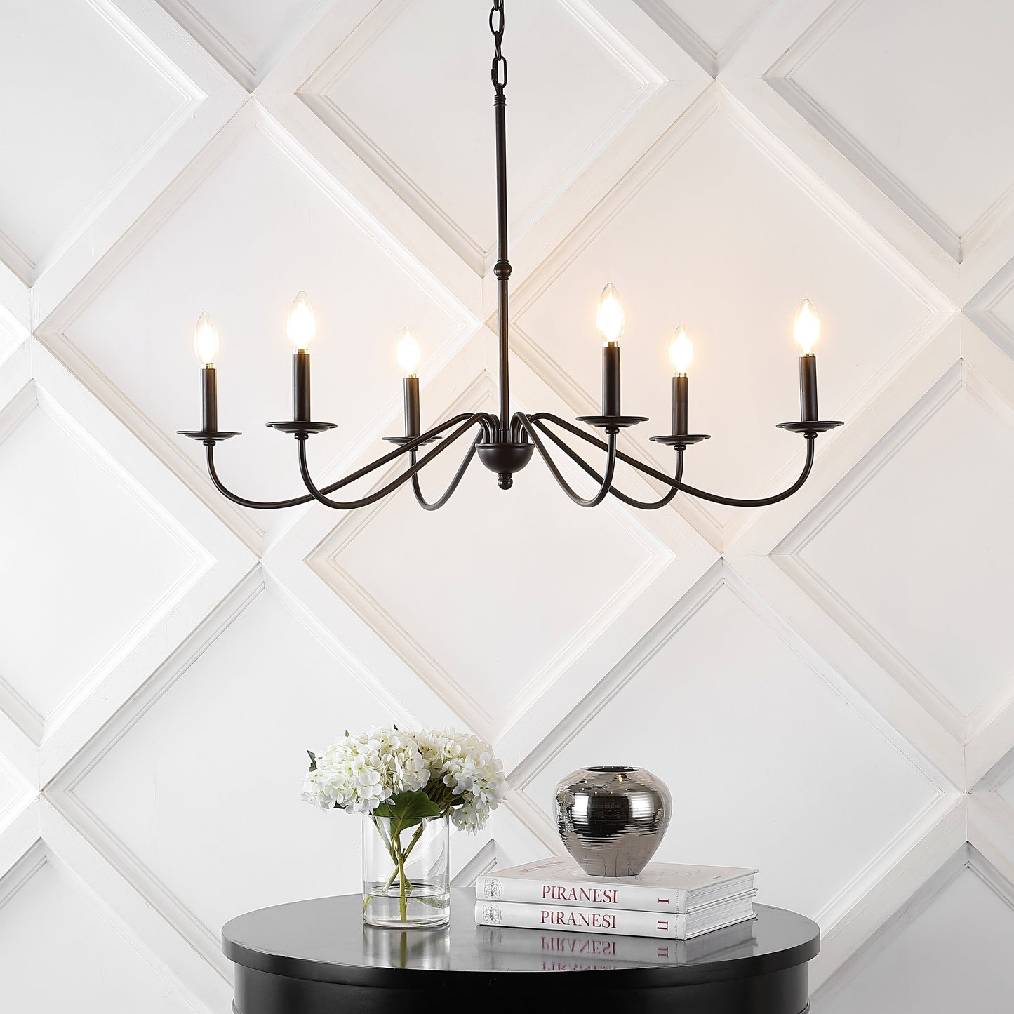 Lampadario a LED in ferro a 6 luci da 34,75 pollici, di JONATHAN Y