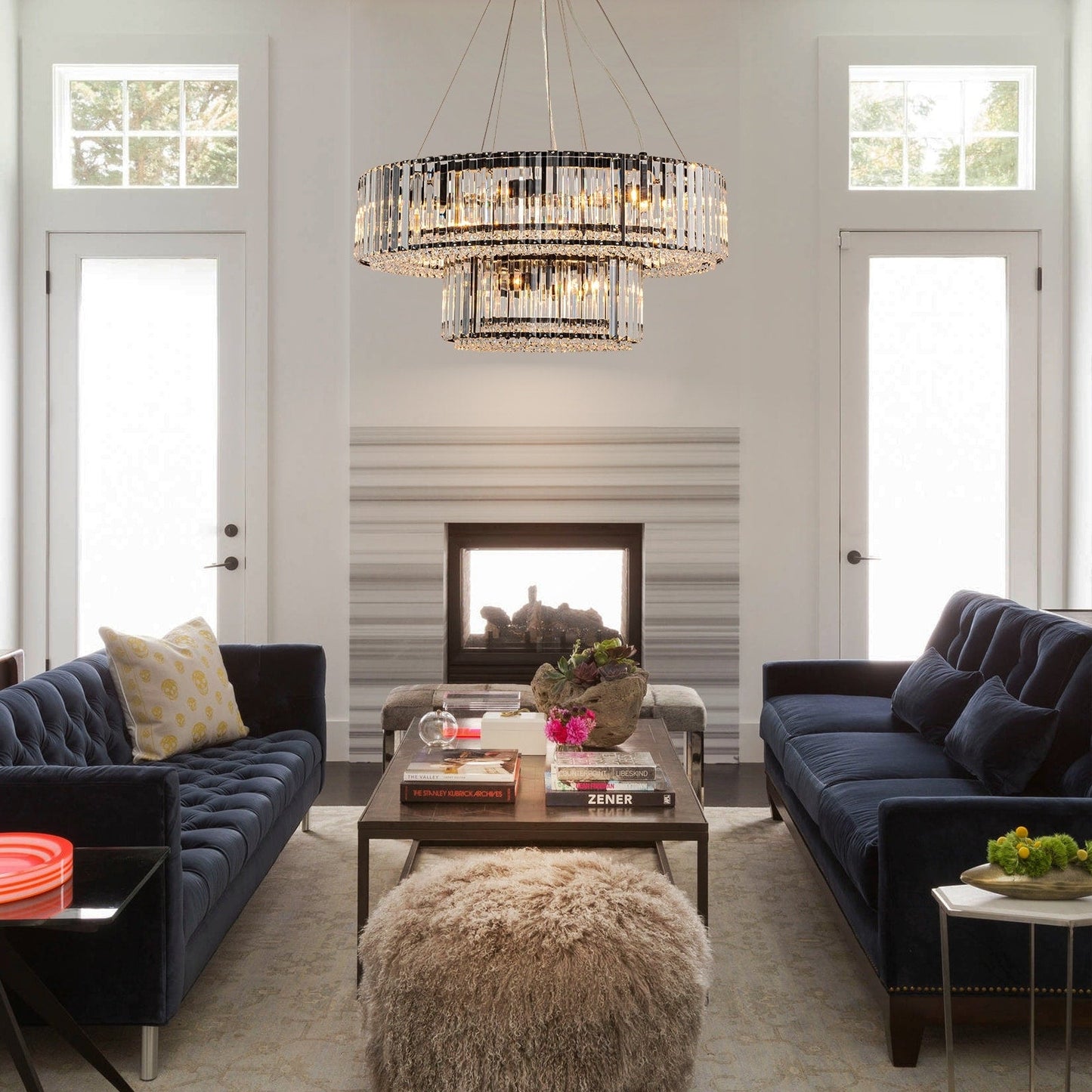 Lampadario moderno rotondo in cristallo OYIPRO da 6/8/12 luci a forma di tamburo per isola cucina