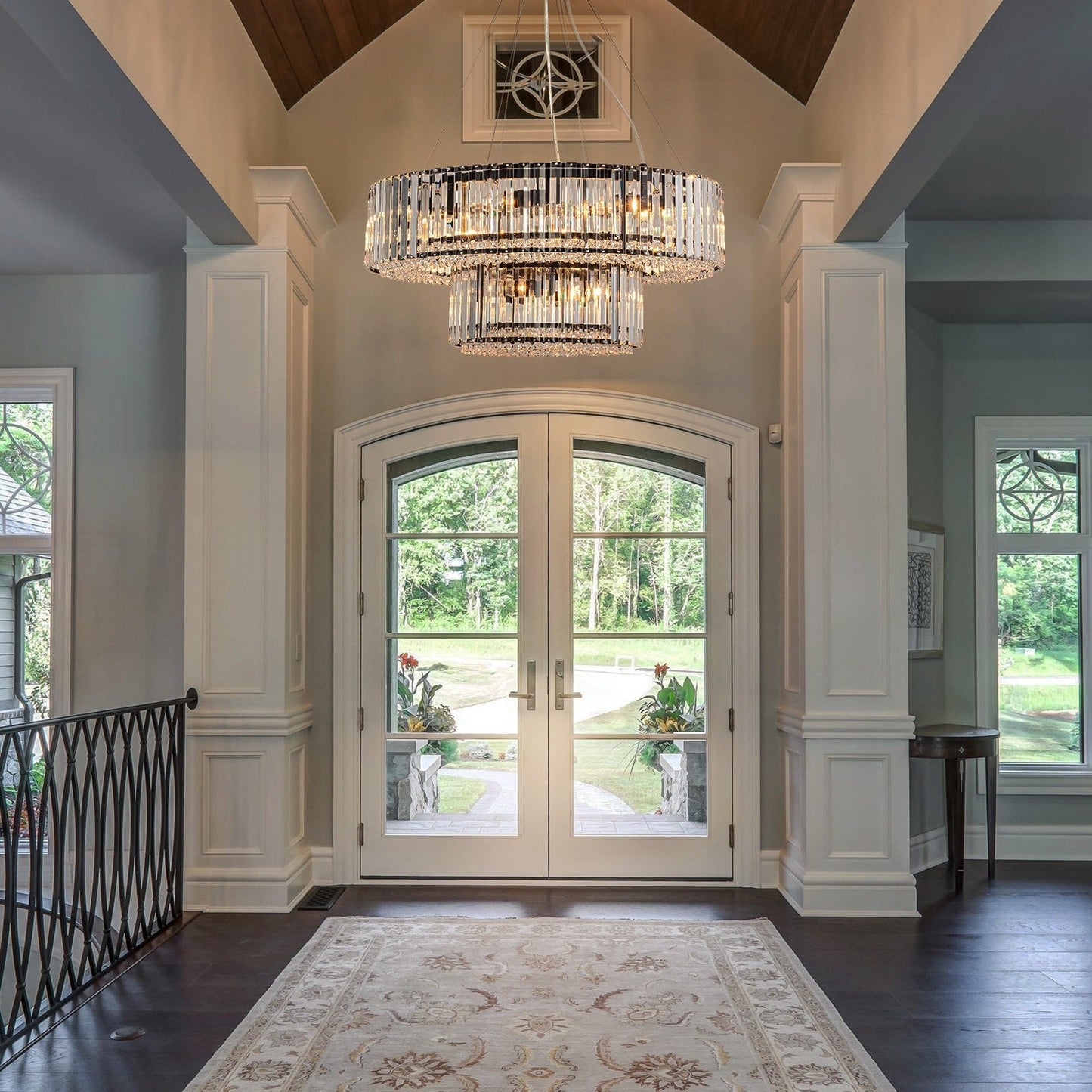 Lampadario moderno rotondo in cristallo OYIPRO da 6/8/12 luci a forma di tamburo per isola cucina