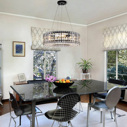 Lampadario moderno rotondo in cristallo OYIPRO da 6/8/12 luci a forma di tamburo per isola cucina