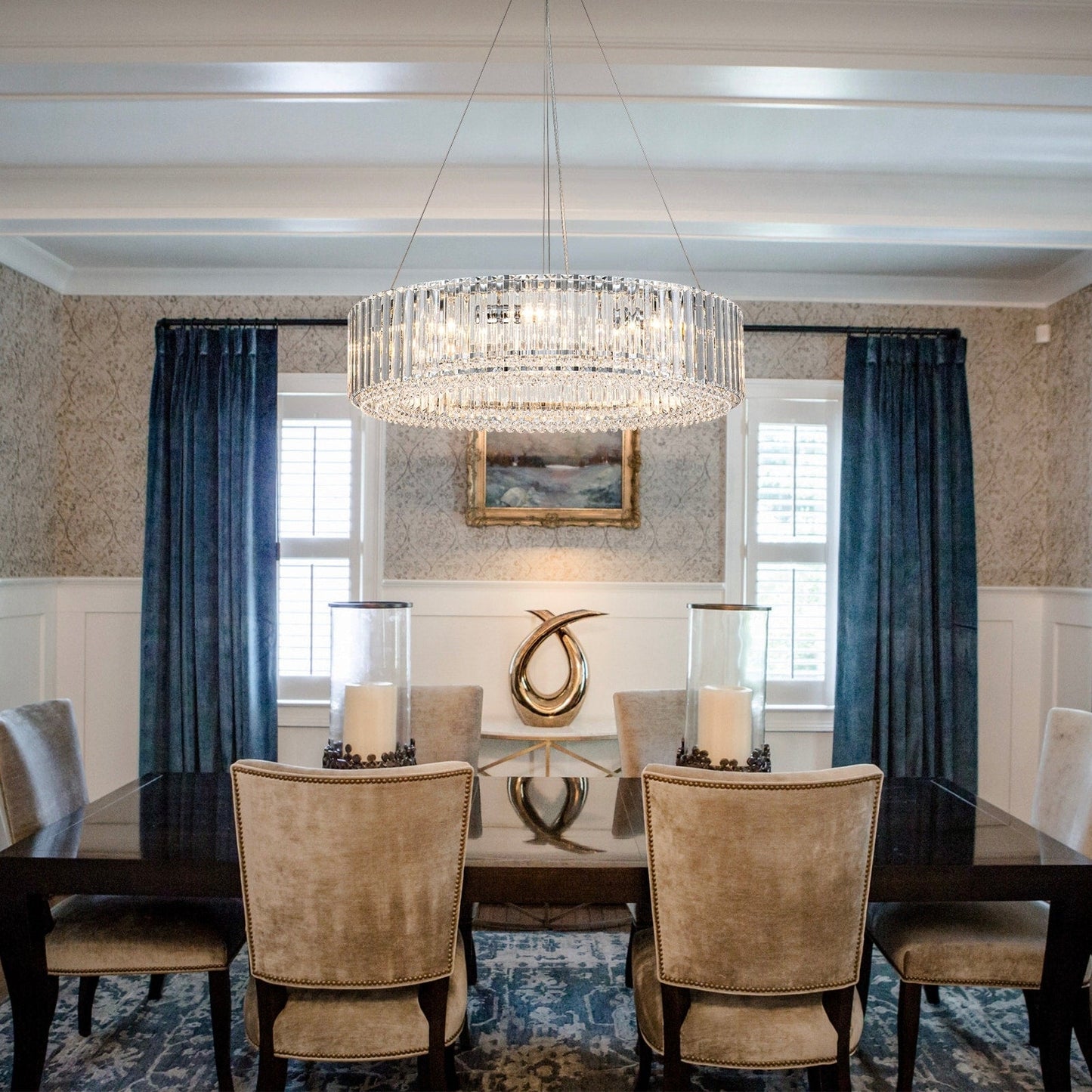 Lampadario moderno rotondo in cristallo OYIPRO da 6/8/12 luci a forma di tamburo per isola cucina