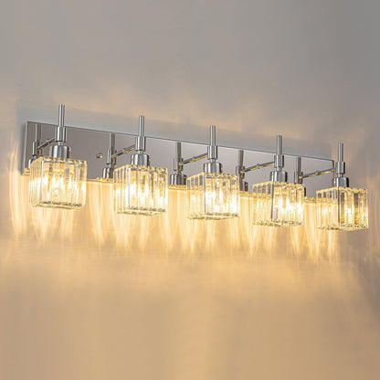 Ora Modern, lampade da bagno in cristallo dimmerabili sopra lo specchio, luci glamour per il bagno