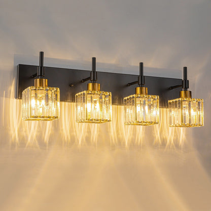 Ora Modern, lampade da bagno in cristallo dimmerabili sopra lo specchio, luci glamour per il bagno