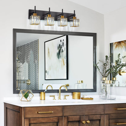 Ora Modern, lampade da bagno in cristallo dimmerabili sopra lo specchio, luci glamour per il bagno