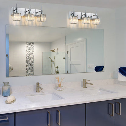 Ora Modern, lampade da bagno in cristallo dimmerabili sopra lo specchio, luci glamour per il bagno