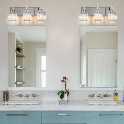 Ora Modern, lampade da bagno in cristallo dimmerabili sopra lo specchio, luci glamour per il bagno