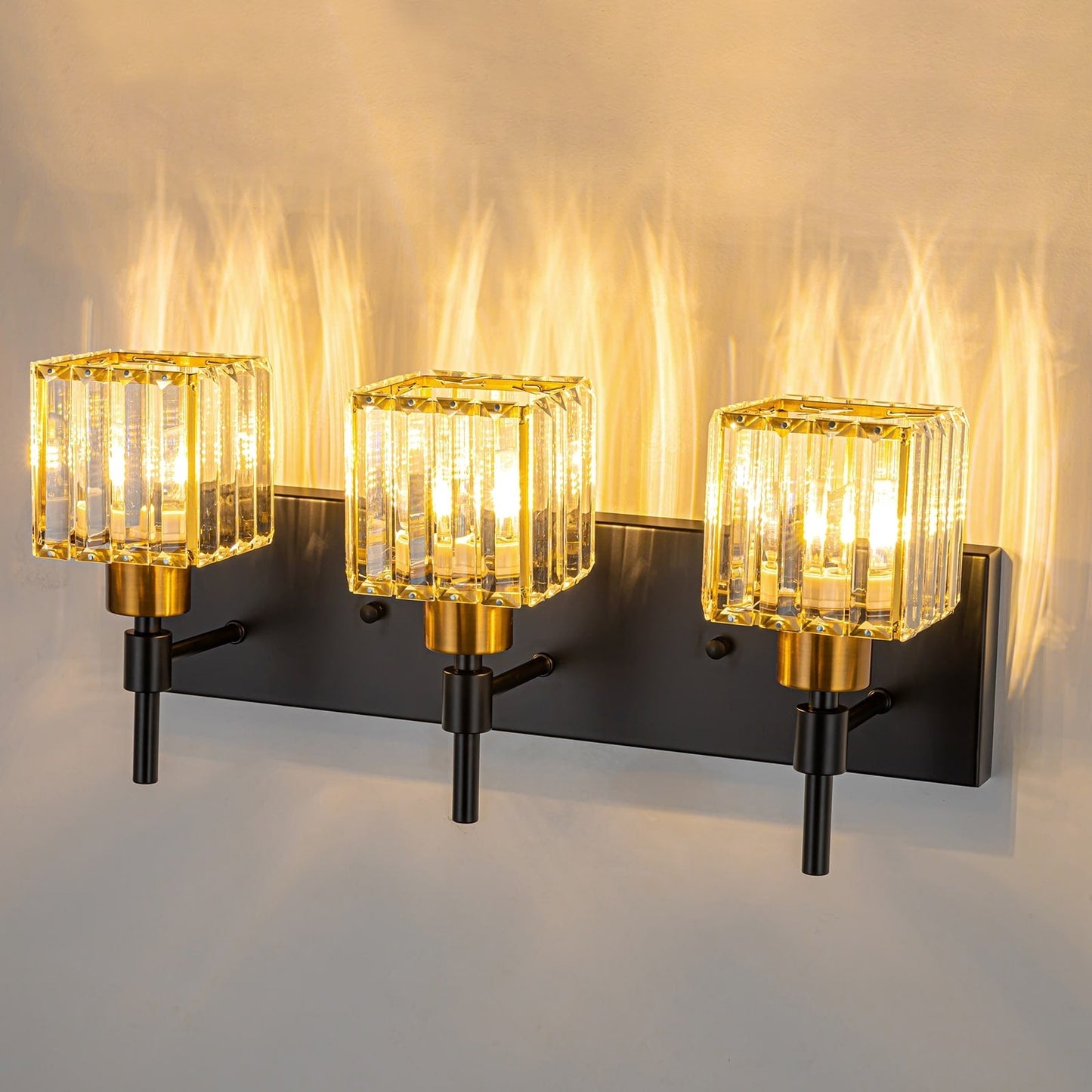 Ora Modern, lampade da bagno in cristallo dimmerabili sopra lo specchio, luci glamour per il bagno