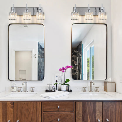 Ora Modern, lampade da bagno in cristallo dimmerabili sopra lo specchio, luci glamour per il bagno