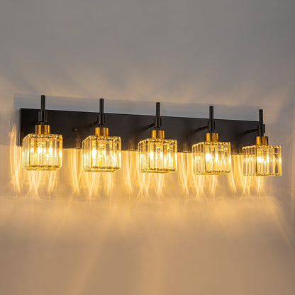 Ora Modern, lampade da bagno in cristallo dimmerabili sopra lo specchio, luci glamour per il bagno