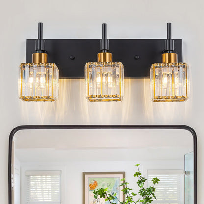 Ora Modern, lampade da bagno in cristallo dimmerabili sopra lo specchio, luci glamour per il bagno