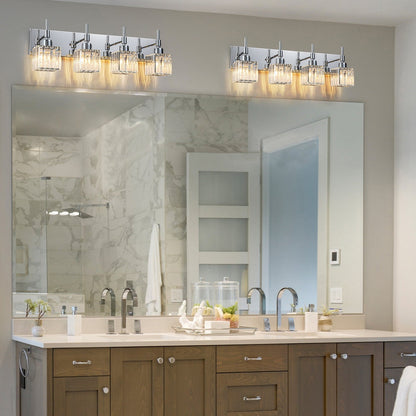 Ora Modern, lampade da bagno in cristallo dimmerabili sopra lo specchio, luci glamour per il bagno