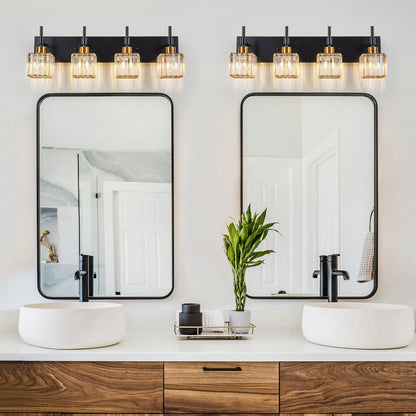 Ora Modern, lampade da bagno in cristallo dimmerabili sopra lo specchio, luci glamour per il bagno