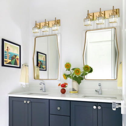 Ora Modern, lampade da bagno in cristallo dimmerabili sopra lo specchio, luci glamour per il bagno