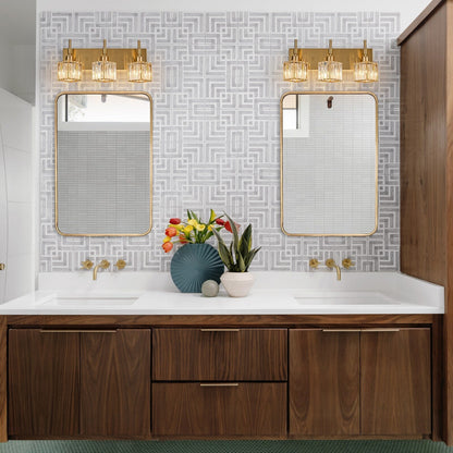 Ora Modern, lampade da bagno in cristallo dimmerabili sopra lo specchio, luci glamour per il bagno