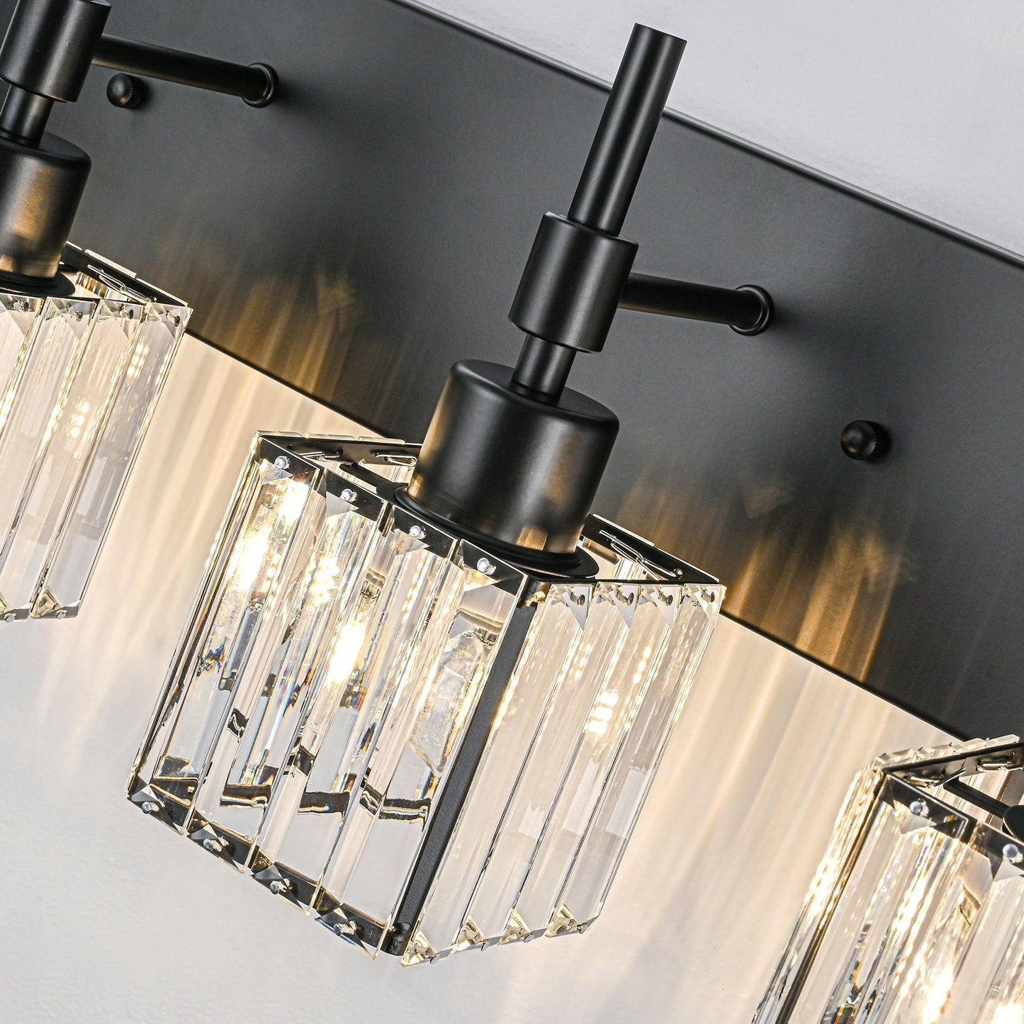 Ora Modern, lampade da bagno in cristallo dimmerabili sopra lo specchio, luci glamour per il bagno