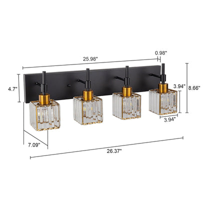 Ora Modern, lampade da bagno in cristallo dimmerabili sopra lo specchio, luci glamour per il bagno