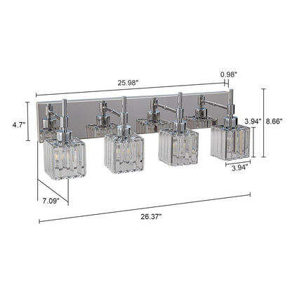 Ora Modern, lampade da bagno in cristallo dimmerabili sopra lo specchio, luci glamour per il bagno