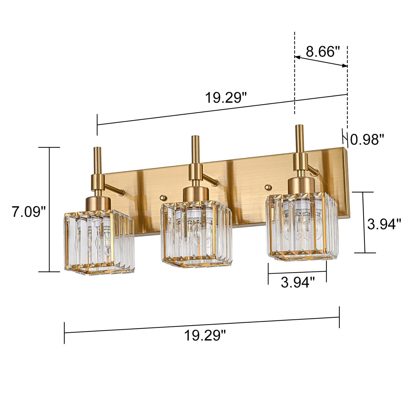 Ora Modern, lampade da bagno in cristallo dimmerabili sopra lo specchio, luci glamour per il bagno