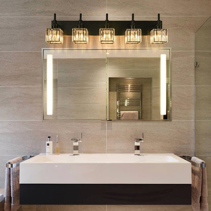 Ora Modern, lampade da bagno in cristallo dimmerabili sopra lo specchio, luci glamour per il bagno