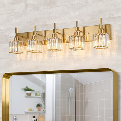 Ora Modern, lampade da bagno in cristallo dimmerabili sopra lo specchio, luci glamour per il bagno