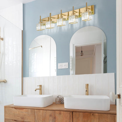 Ora Modern, lampade da bagno in cristallo dimmerabili sopra lo specchio, luci glamour per il bagno