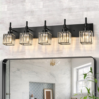 Ora Modern, lampade da bagno in cristallo dimmerabili sopra lo specchio, luci glamour per il bagno