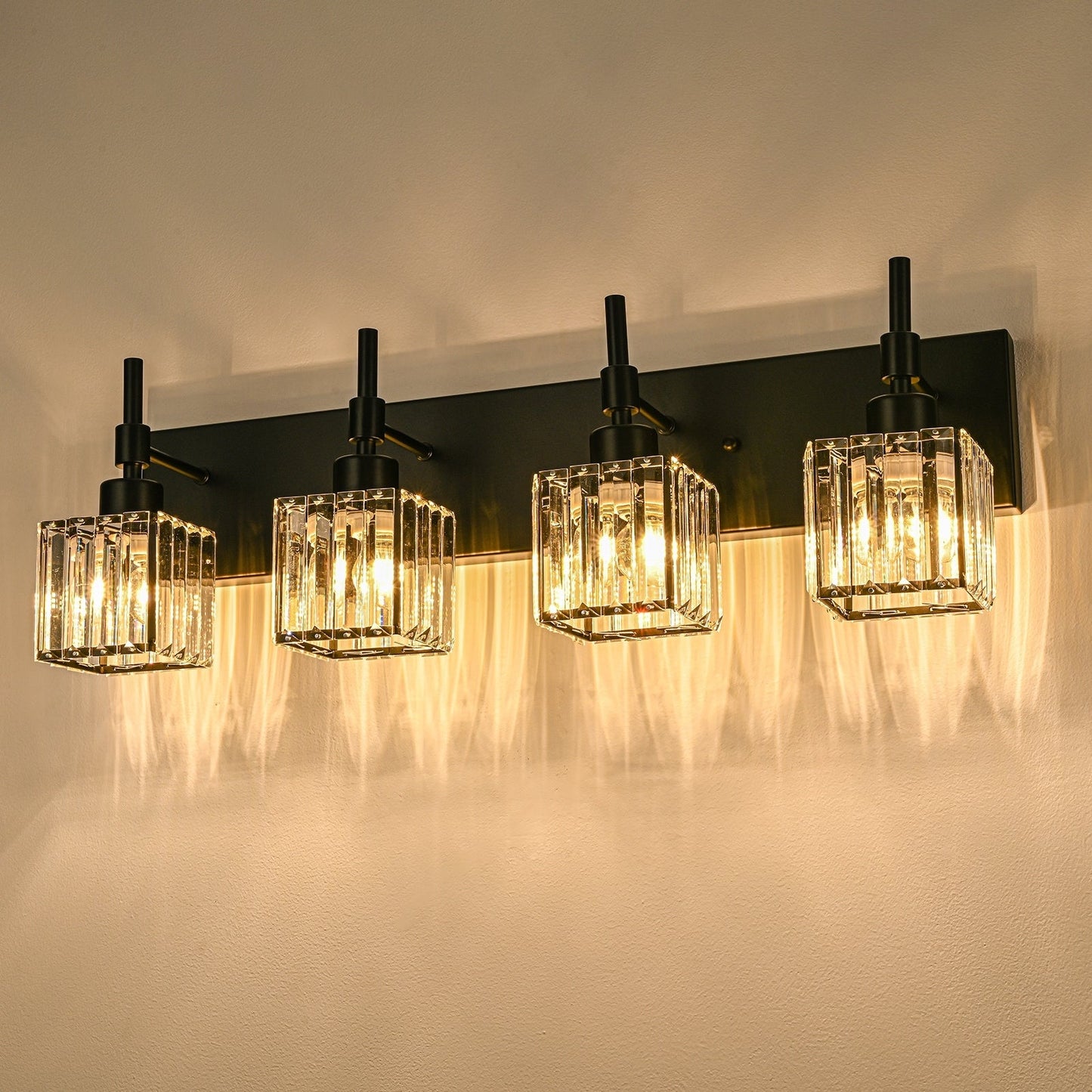 Ora Modern, lampade da bagno in cristallo dimmerabili sopra lo specchio, luci glamour per il bagno