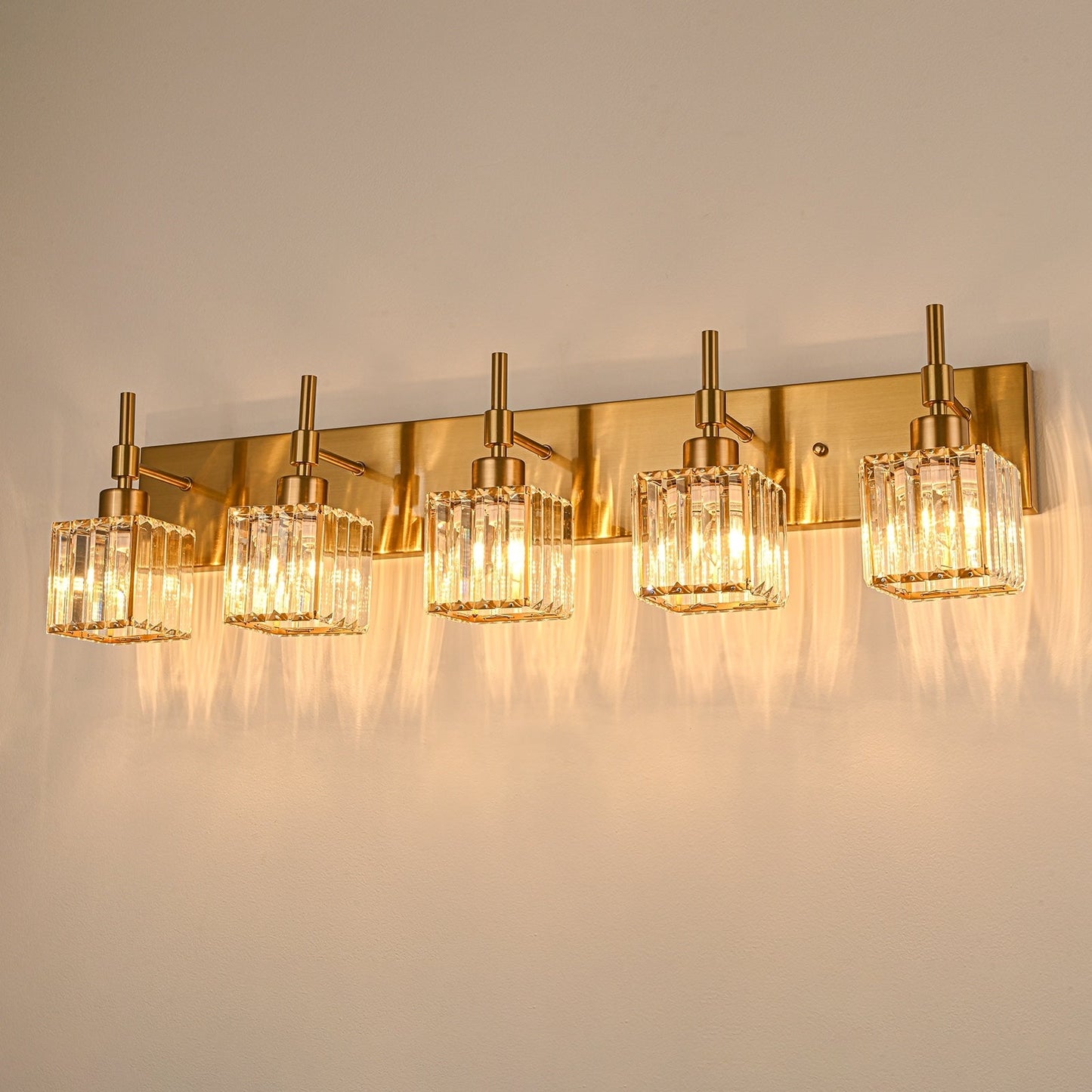 Ora Modern, lampade da bagno in cristallo dimmerabili sopra lo specchio, luci glamour per il bagno