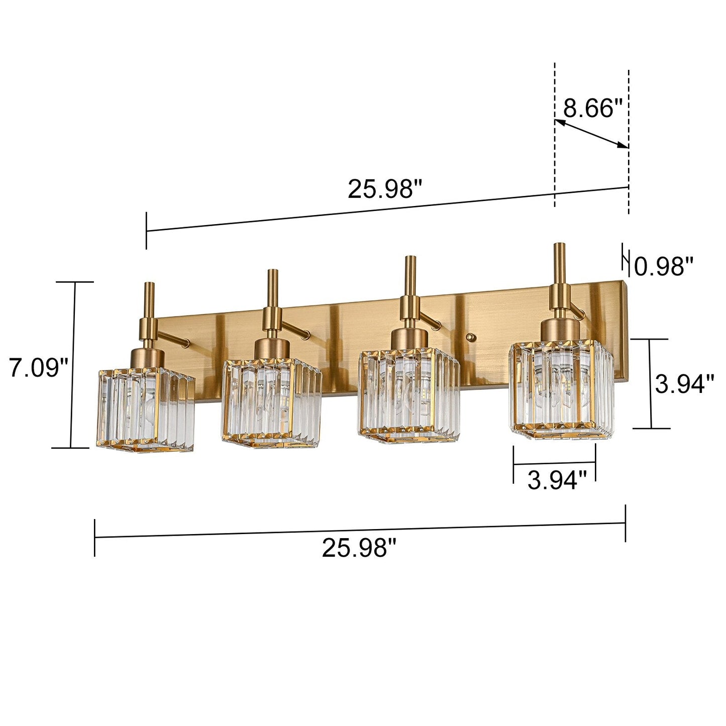 Ora Modern, lampade da bagno in cristallo dimmerabili sopra lo specchio, luci glamour per il bagno
